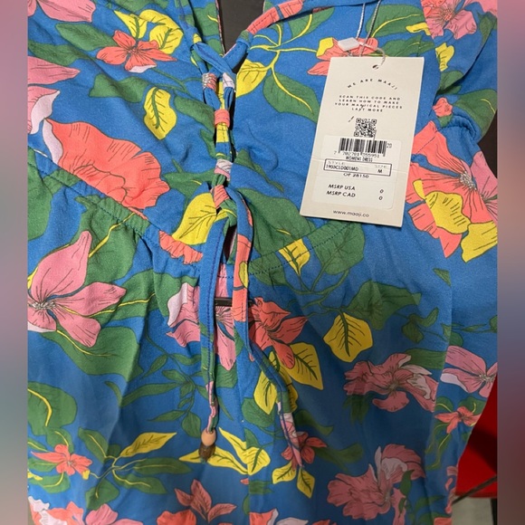 Maaji Floral Star Flower Maxi Dress Lace Up Back Medium NWT $138 - Picture 13 of 15